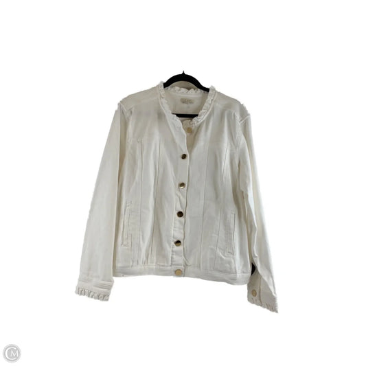 Jacket Denim By Clothes Mentor In White, Size: Xxl