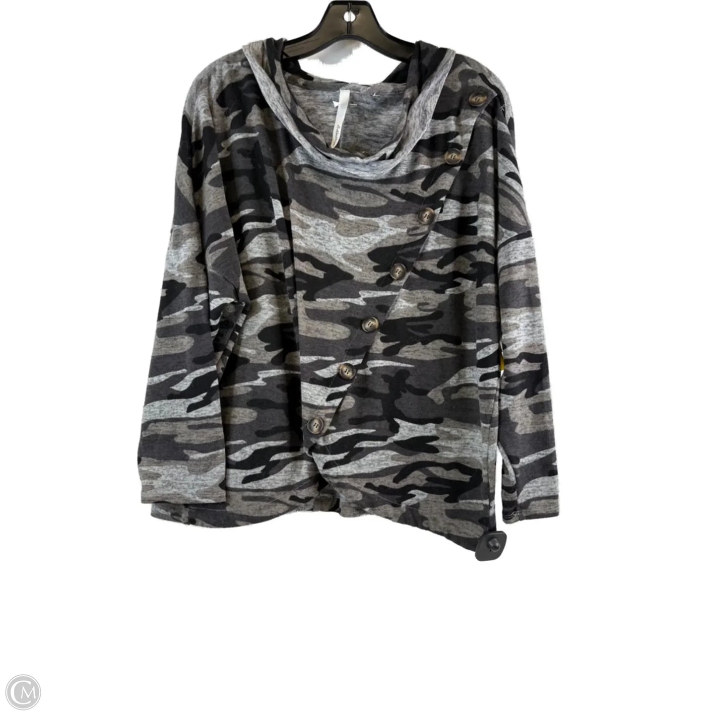 Top Long Sleeve By Ny Collection In Camouflage Print, Size: Xl