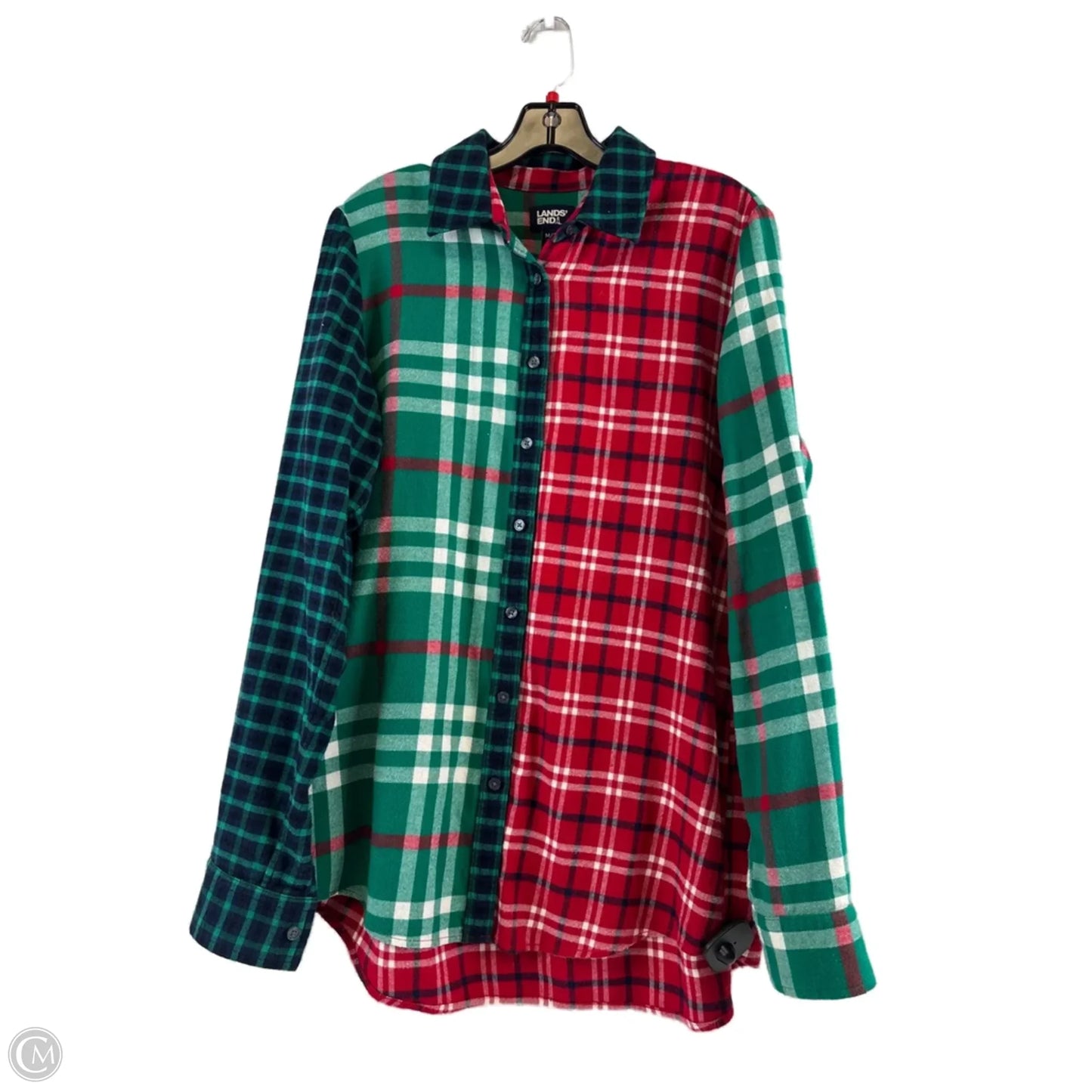 Top Long Sleeve By Lands End In Plaid Pattern, Size: M