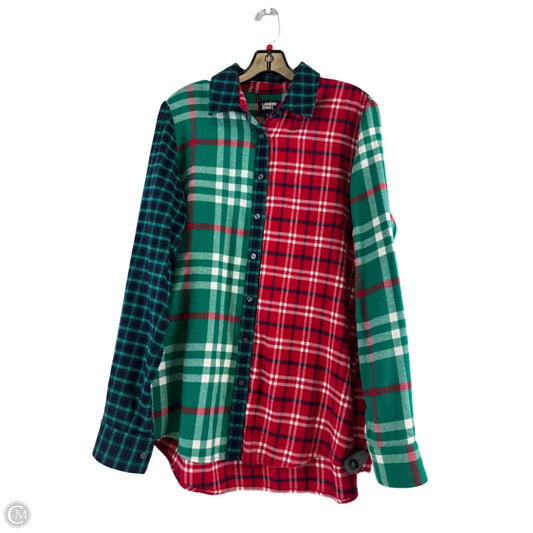 Top Long Sleeve By Lands End In Plaid Pattern, Size: M