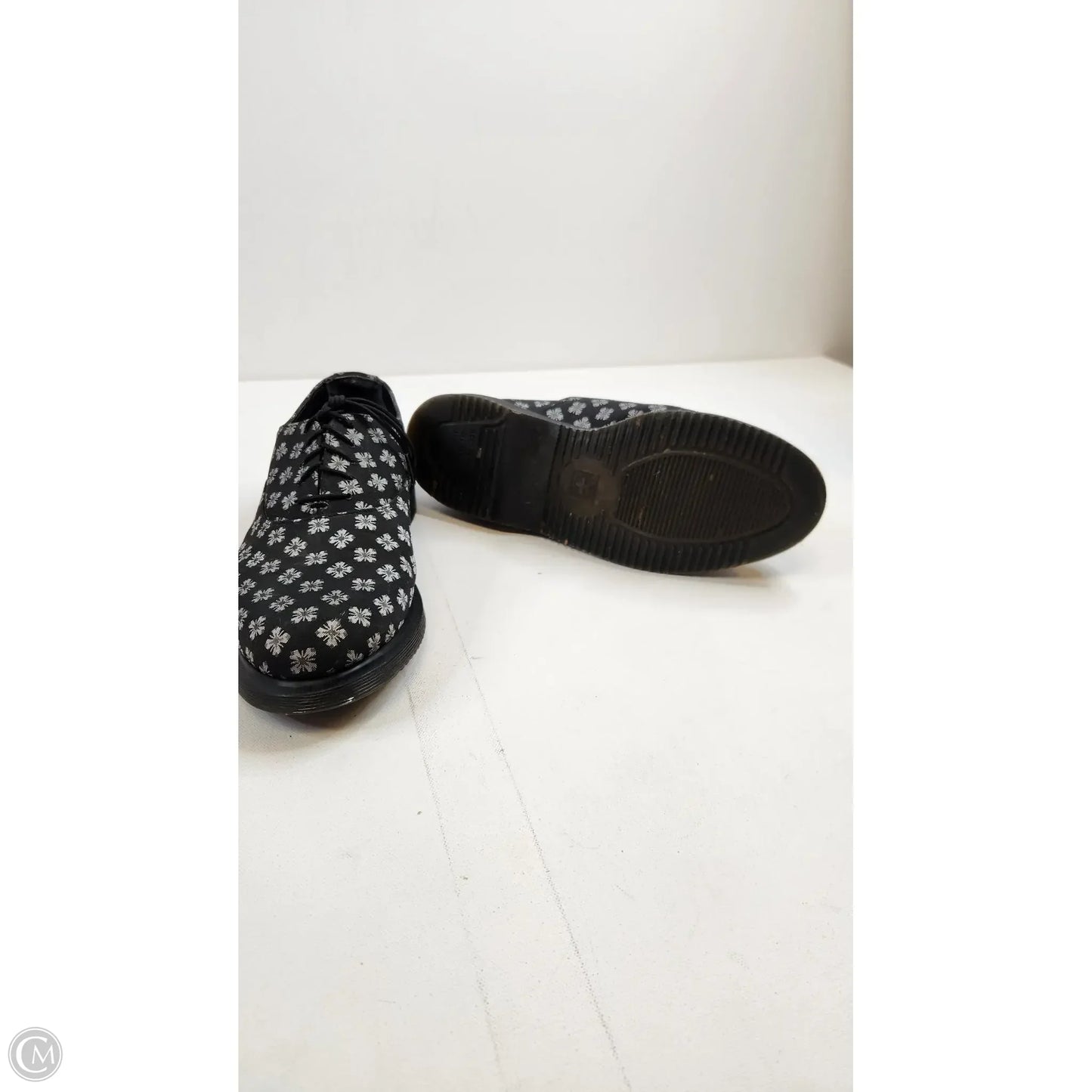 Shoes Flats By Dr Martens In Black & Silver, Size: 9