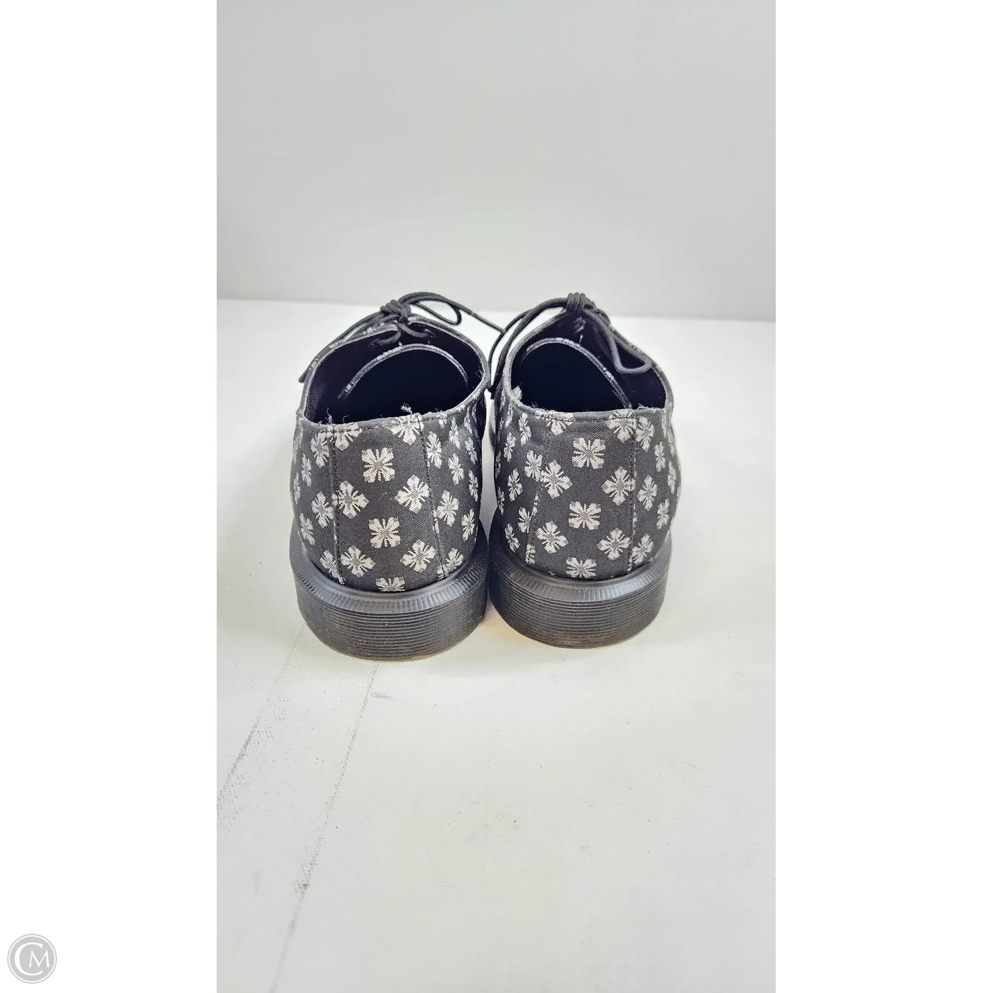 Shoes Flats By Dr Martens In Black & Silver, Size: 9