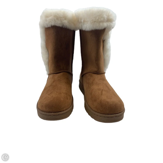 Boots Mid-calf Flats By So Blue In Brown & Cream, Size: 8.5