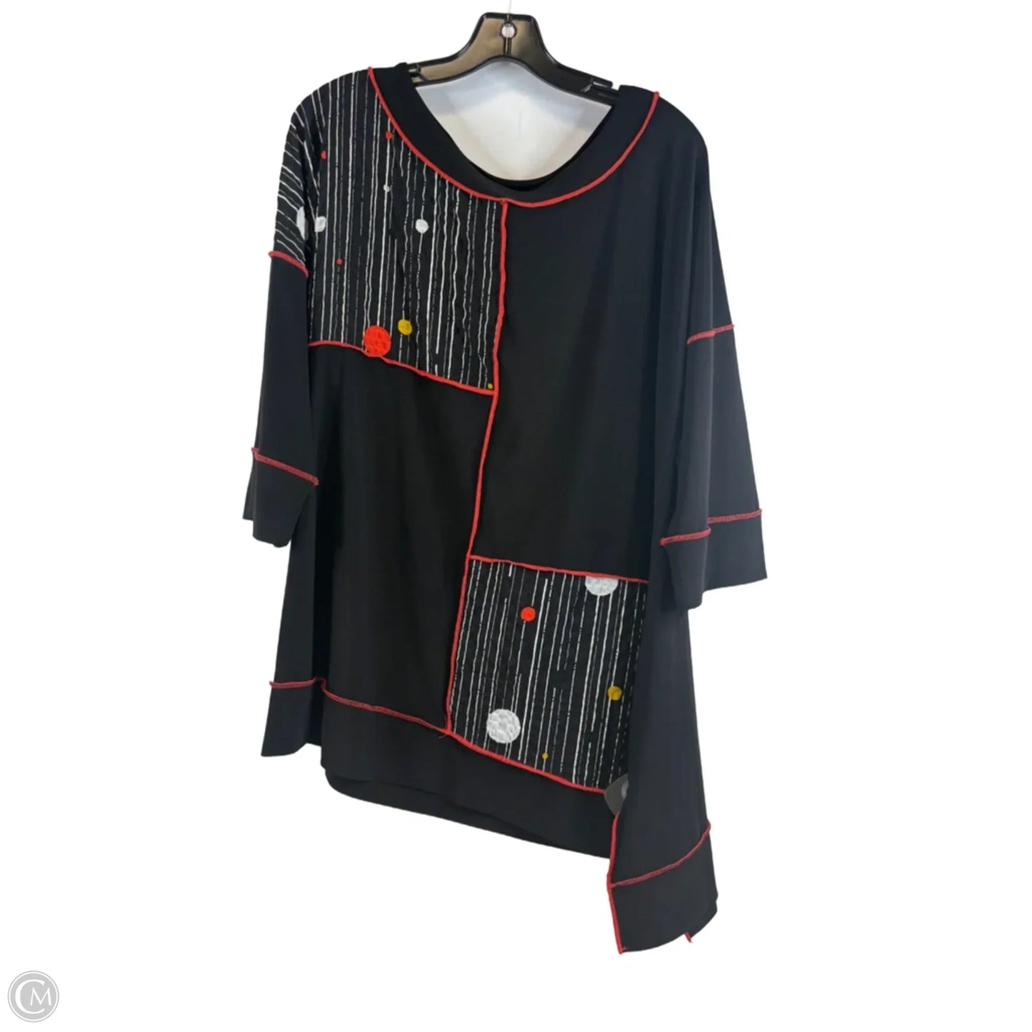 Top 3/4 Sleeve By Chalet In Black & Orange, Size: Xl