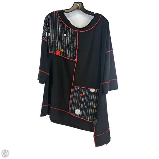Top 3/4 Sleeve By Chalet In Black & Orange, Size: Xl