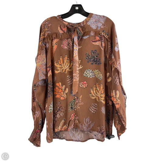Top Long Sleeve By Clothes Mentor In Brown & Orange, Size: M