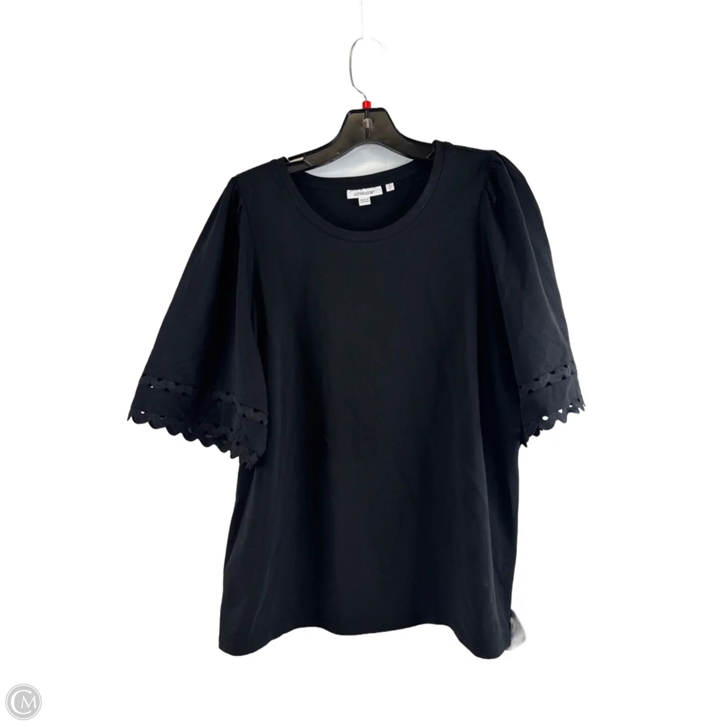 Top Short Sleeve By Chicos In Black, Size: L