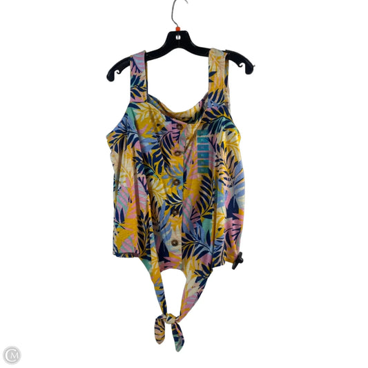 Top Sleeveless By Caribbean Joe In Blue & Yellow, Size: Xl