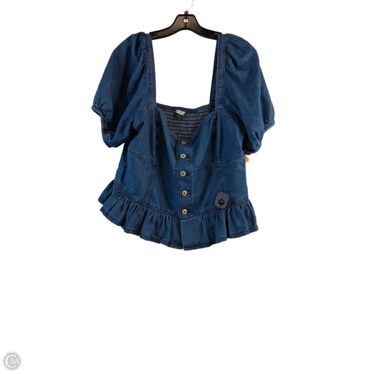 Top Short Sleeve By American Eagle In Blue Denim, Size: Xl