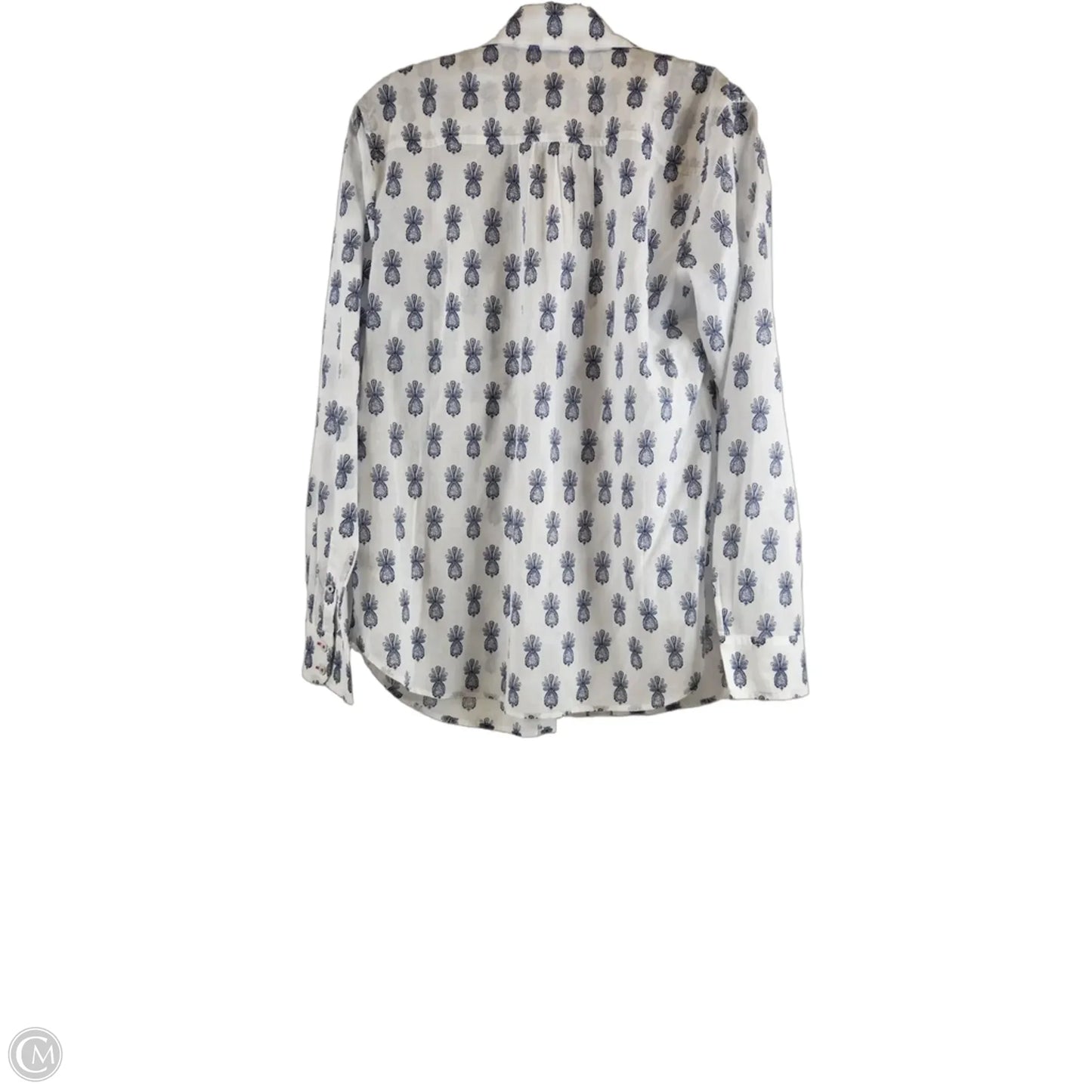 Top Long Sleeve By Talbots In Blue & White, Size: S