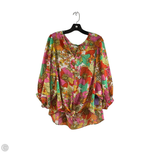 Top 3/4 Sleeve By Rose And Olive In Green & Orange, Size: Xl