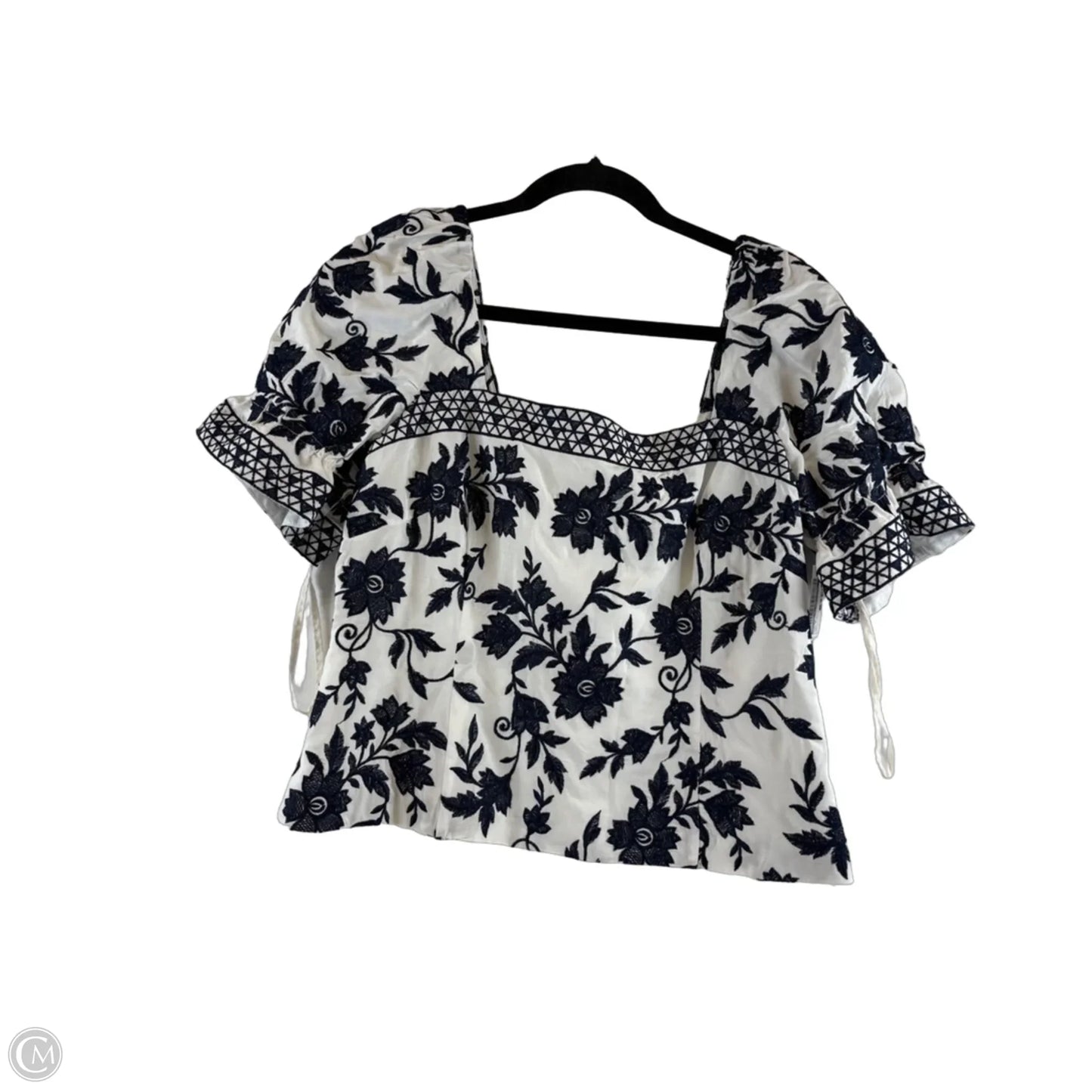 Top Short Sleeve By Antonio Melani In Blue & White, Size: L