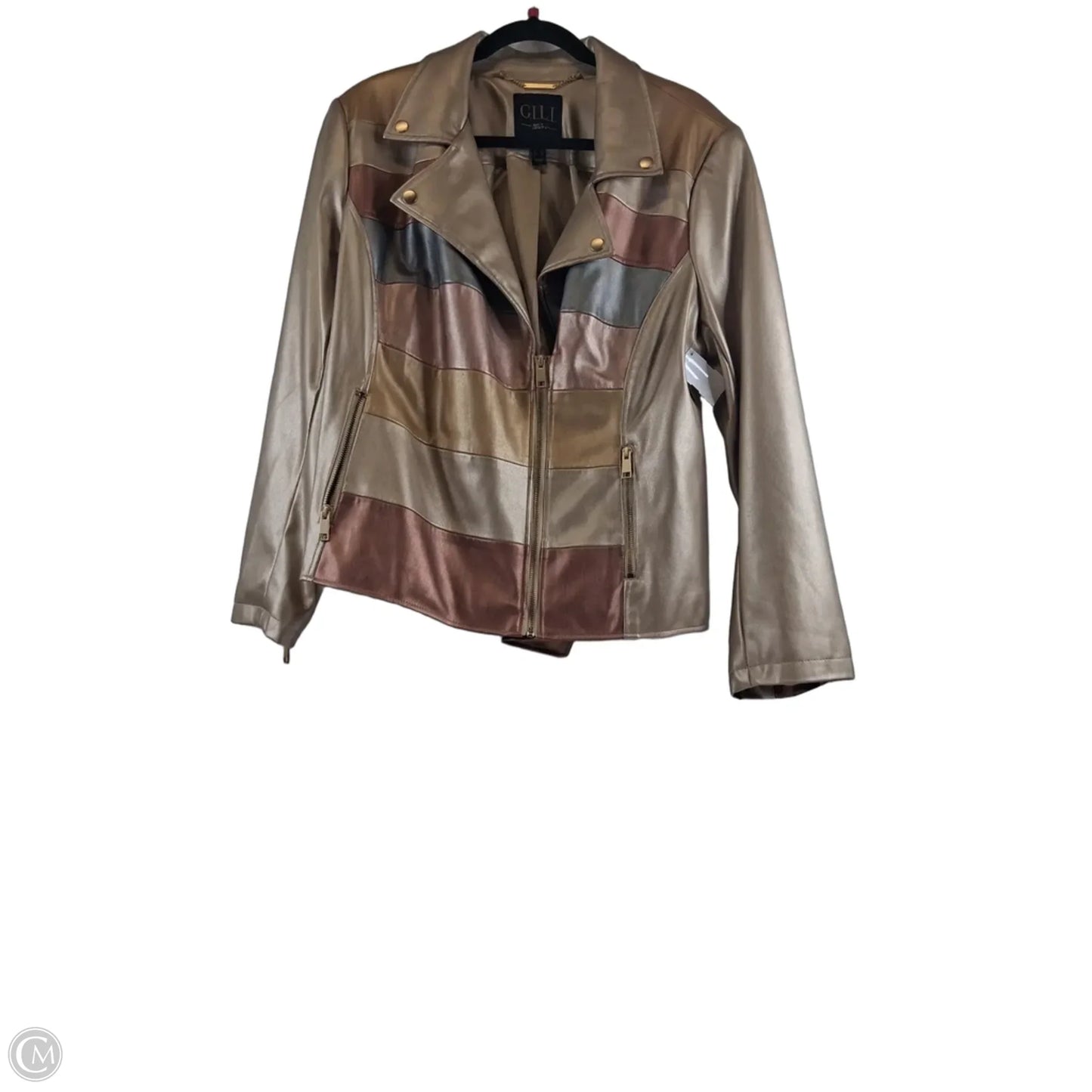 Jacket Moto By Gilli In Gold, Size: 1x