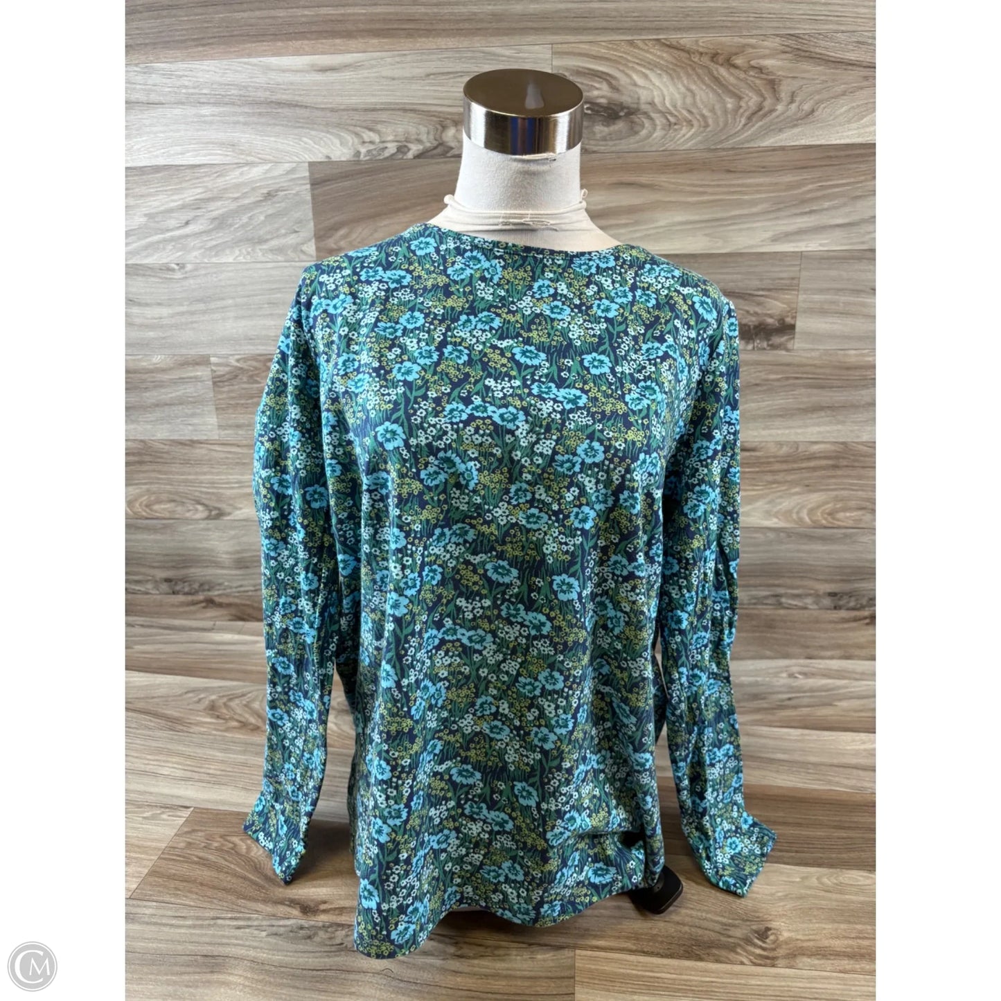 Top Long Sleeve Basic By Talbots In Blue & Green, Size: 1x