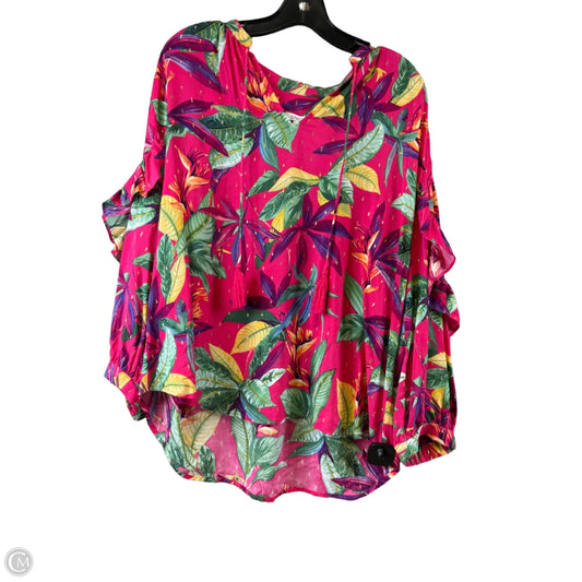 Top Short Sleeve Basic By Chicos In Green & Pink, Size: L