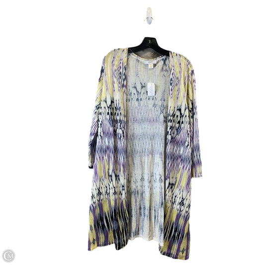 Cardigan By Cj Banks In Purple & Yellow, Size: 1x