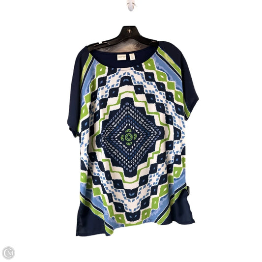 Top Short Sleeve By Zenergy By Chicos In Blue & Green, Size: L