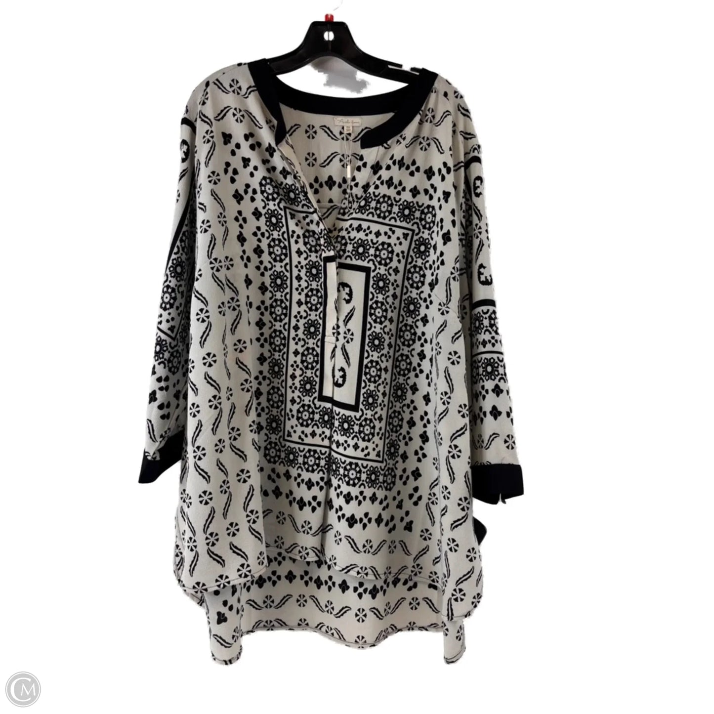 Top 3/4 Sleeve By Antilia Femme In Black & Grey, Size: 3x