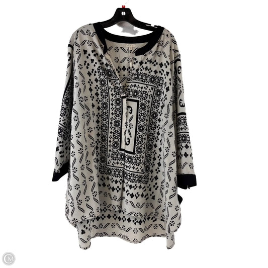 Top 3/4 Sleeve By Antilia Femme In Black & Grey, Size: 3x