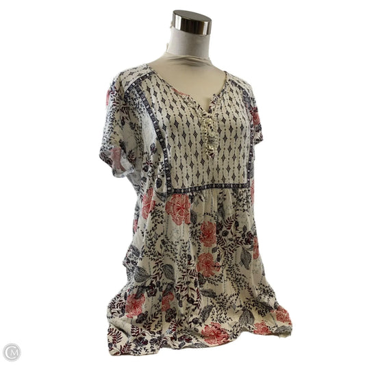 Top Short Sleeve Basic By Style And Company In Blue & Cream, Size: L