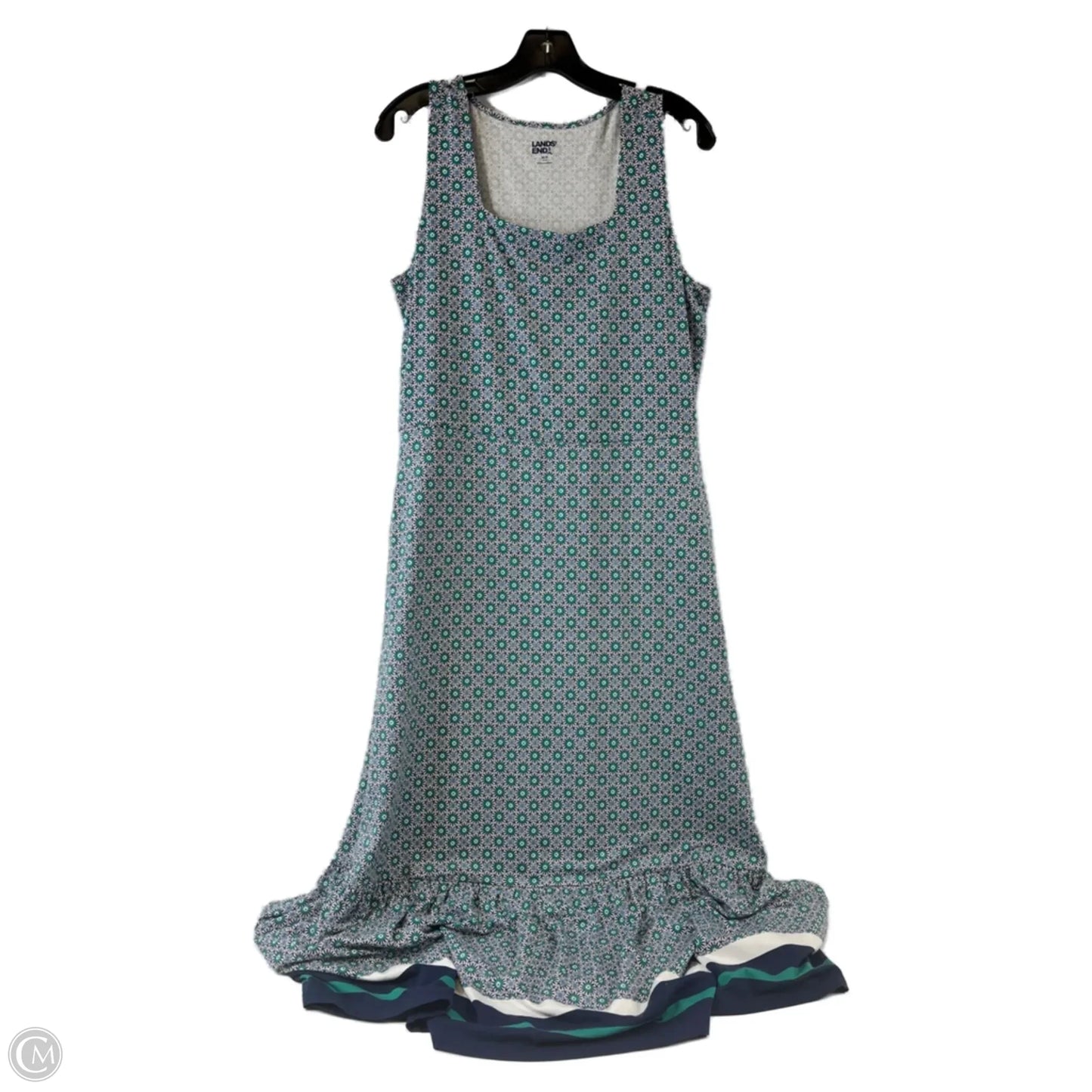 Dress Casual Maxi By Lands End In Blue & Green, Size: Mp