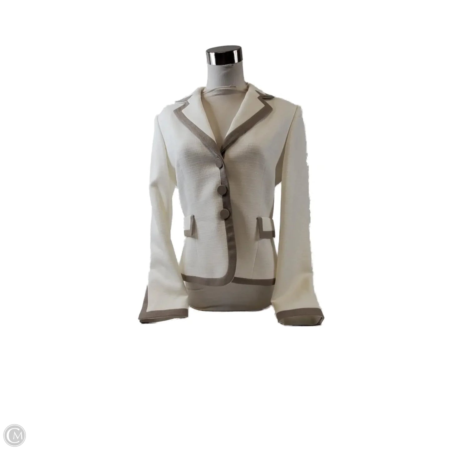 Blazer By Tahari By Arthur Levine In Tan & White, Size: S