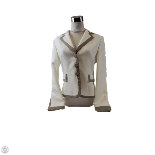 Blazer By Tahari By Arthur Levine In Tan & White, Size: S