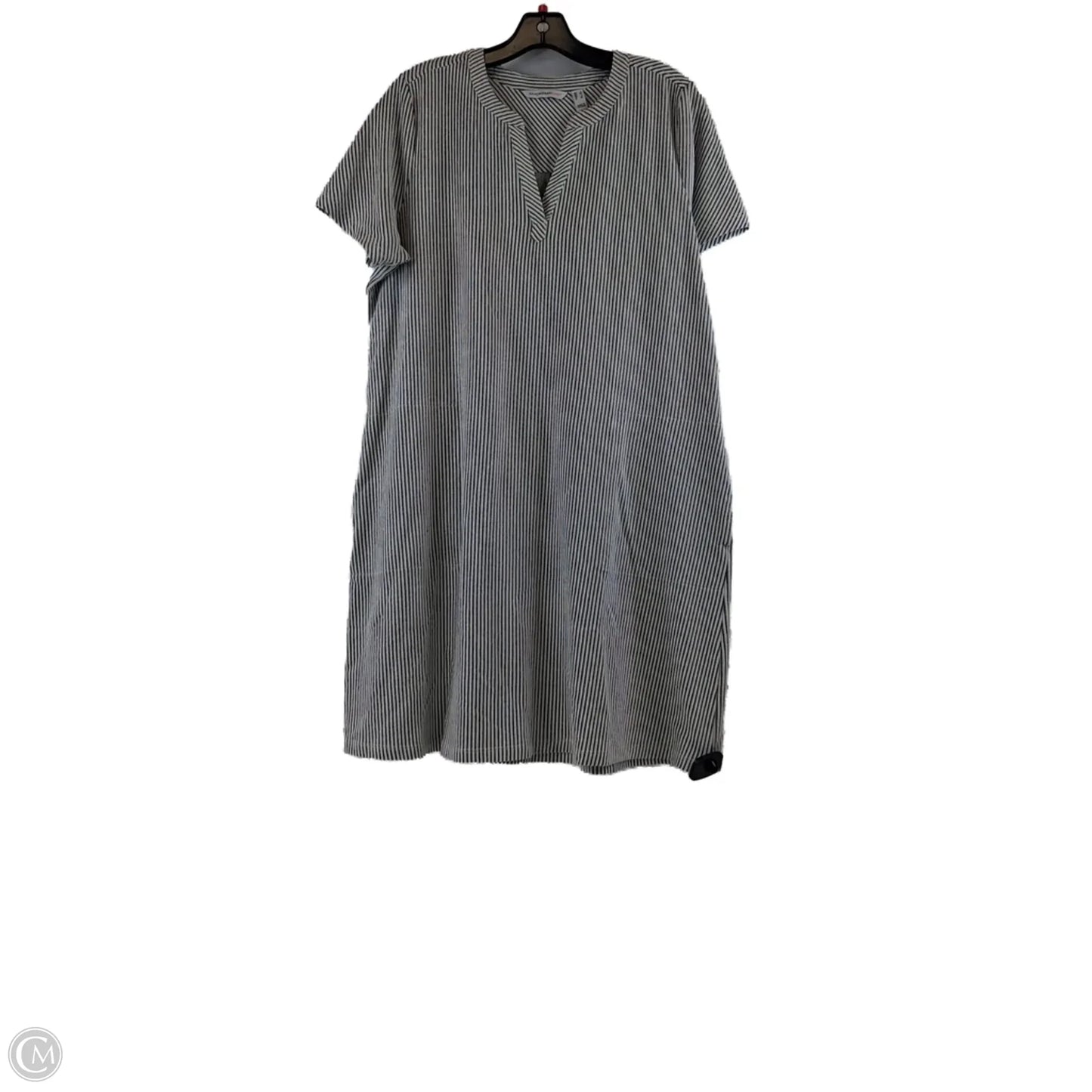 Dress Casual Midi By Isaac Mizrahi Live Qvc In Grey & White, Size: L