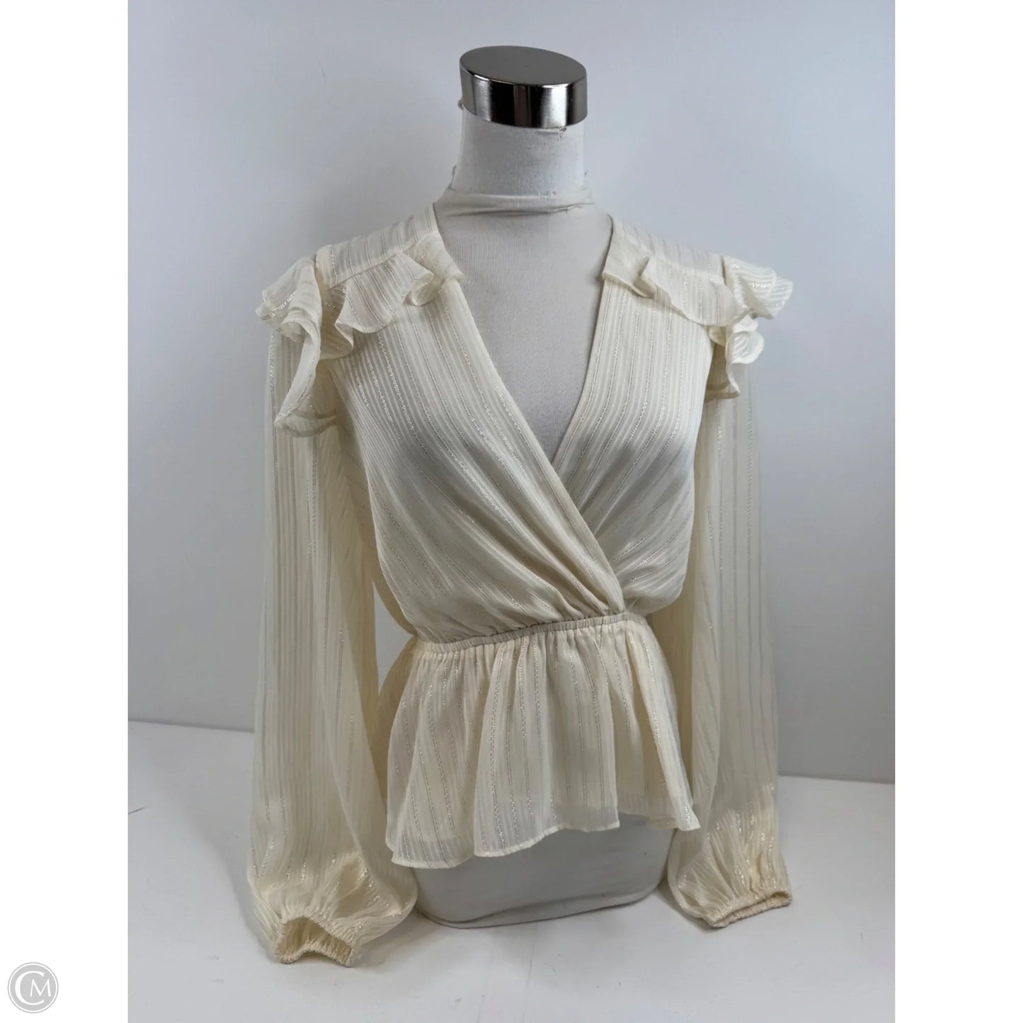 Top Long Sleeve By Express In Ivory, Size: Xs