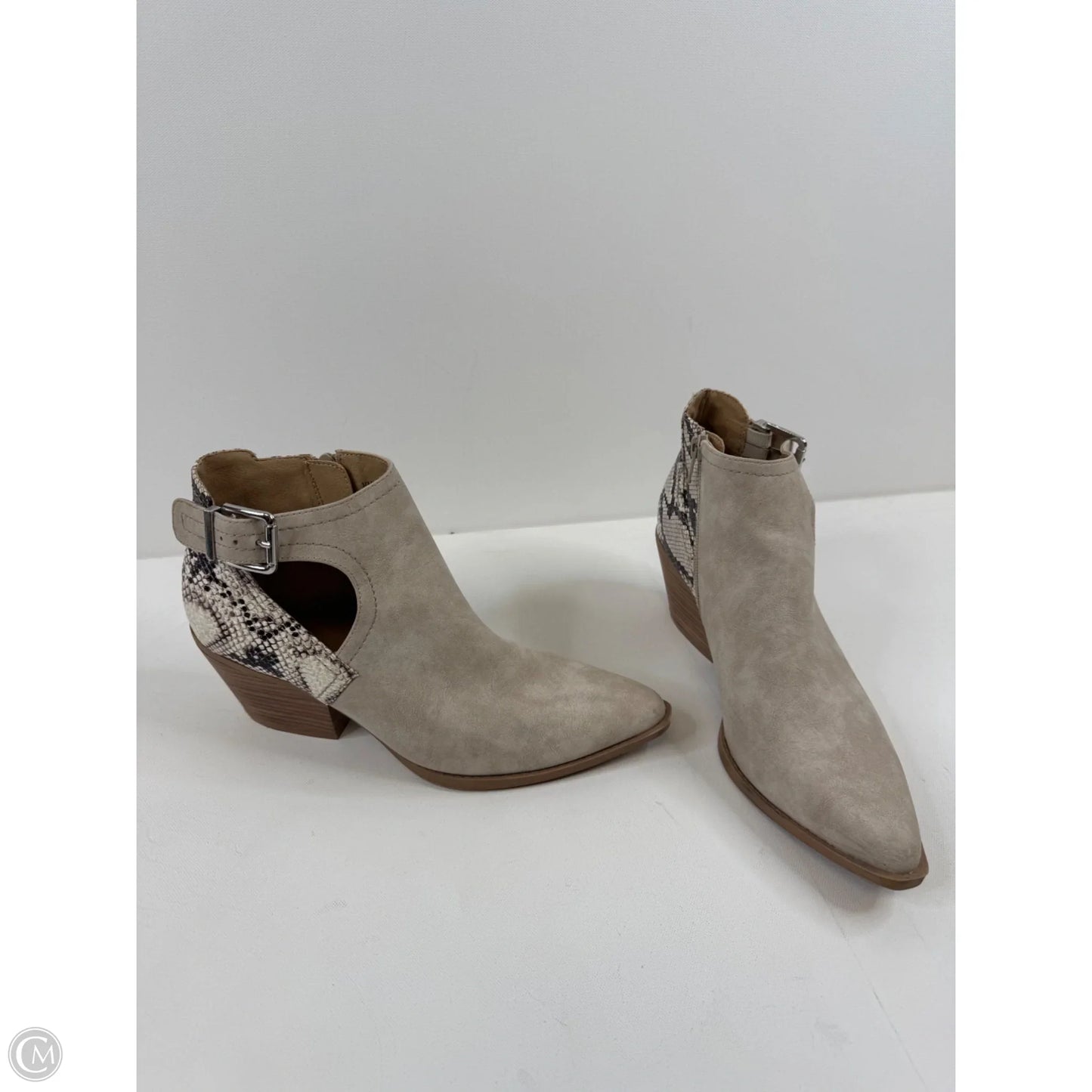 Boots Ankle Heels By Cme In Taupe, Size: 8.5