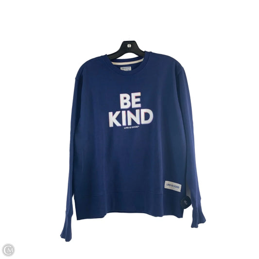 Sweatshirt Crewneck By Life Is Good In Purple & White, Size: M