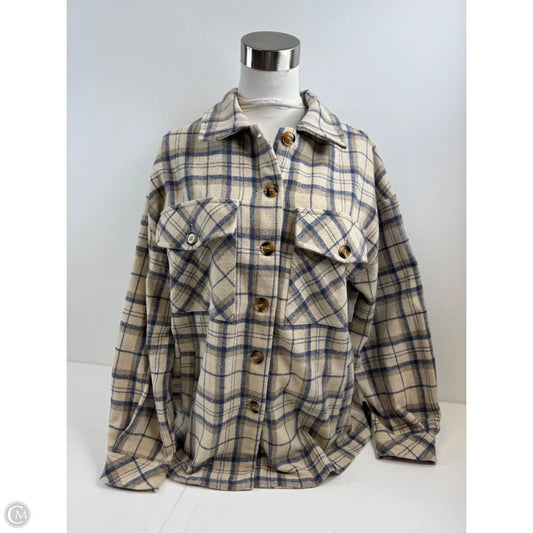 Jacket Shirt By Mittoshop In Blue & Tan, Size: S