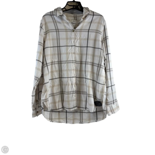 Top Long Sleeve By Jachs Girlfirend In Tan & White, Size: M