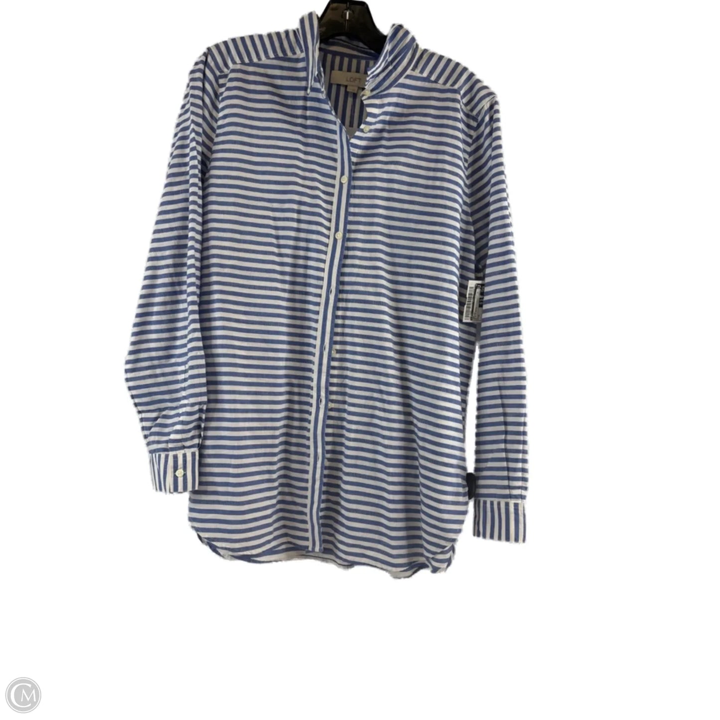 Top Long Sleeve By Loft In Blue & White, Size: M