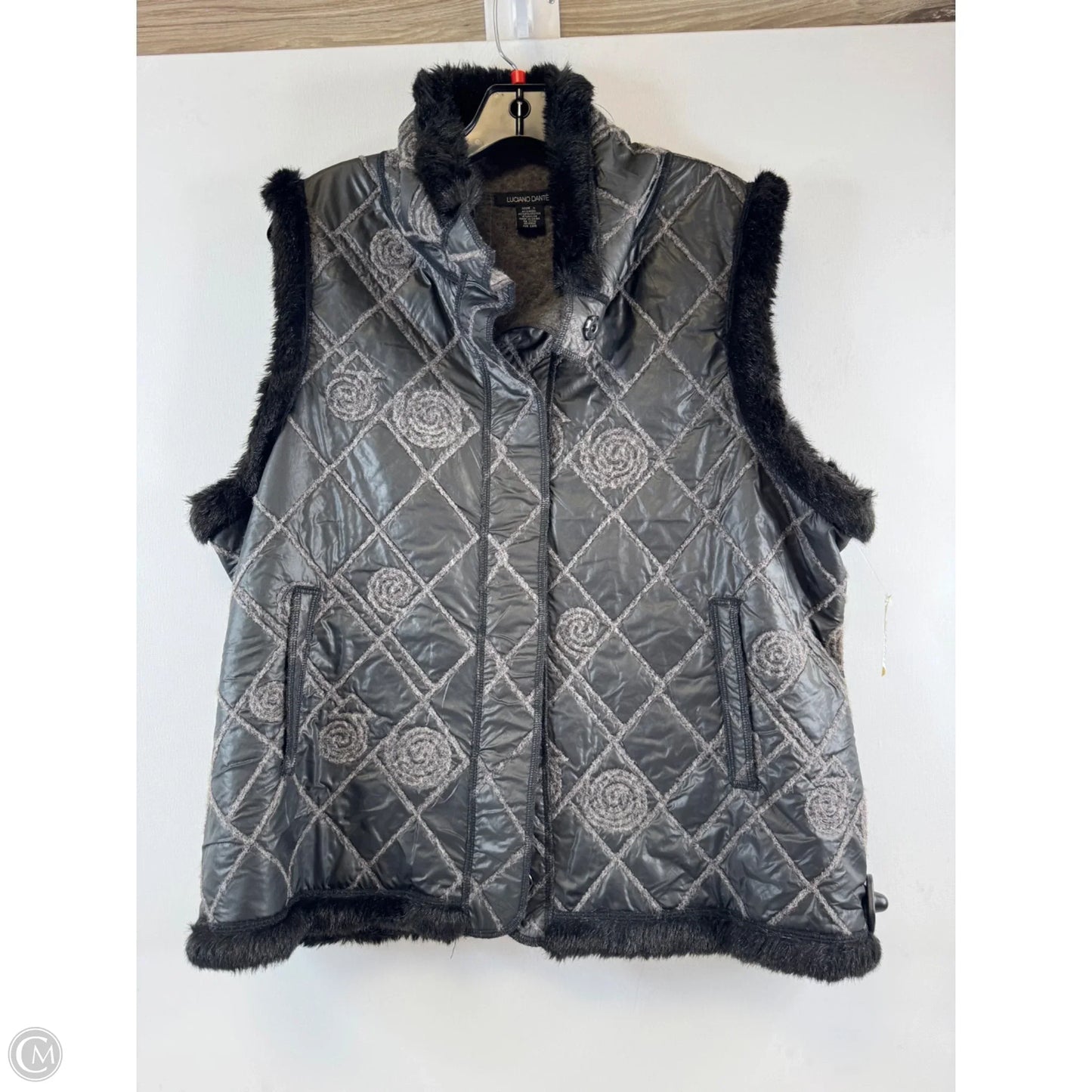 Vest Puffer & Quilted By Cme In Black & Grey, Size: L