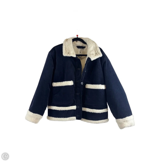 Jacket Other By Free Assembly In Blue & Cream, Size: L