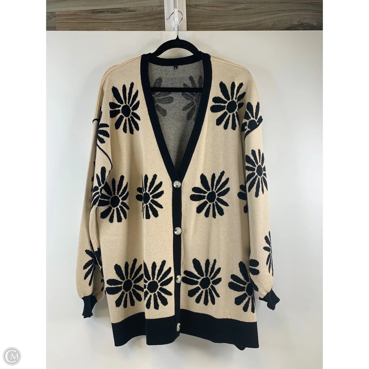 Sweater Cardigan By Clothes Mentor In Black & Tan, Size: Xl