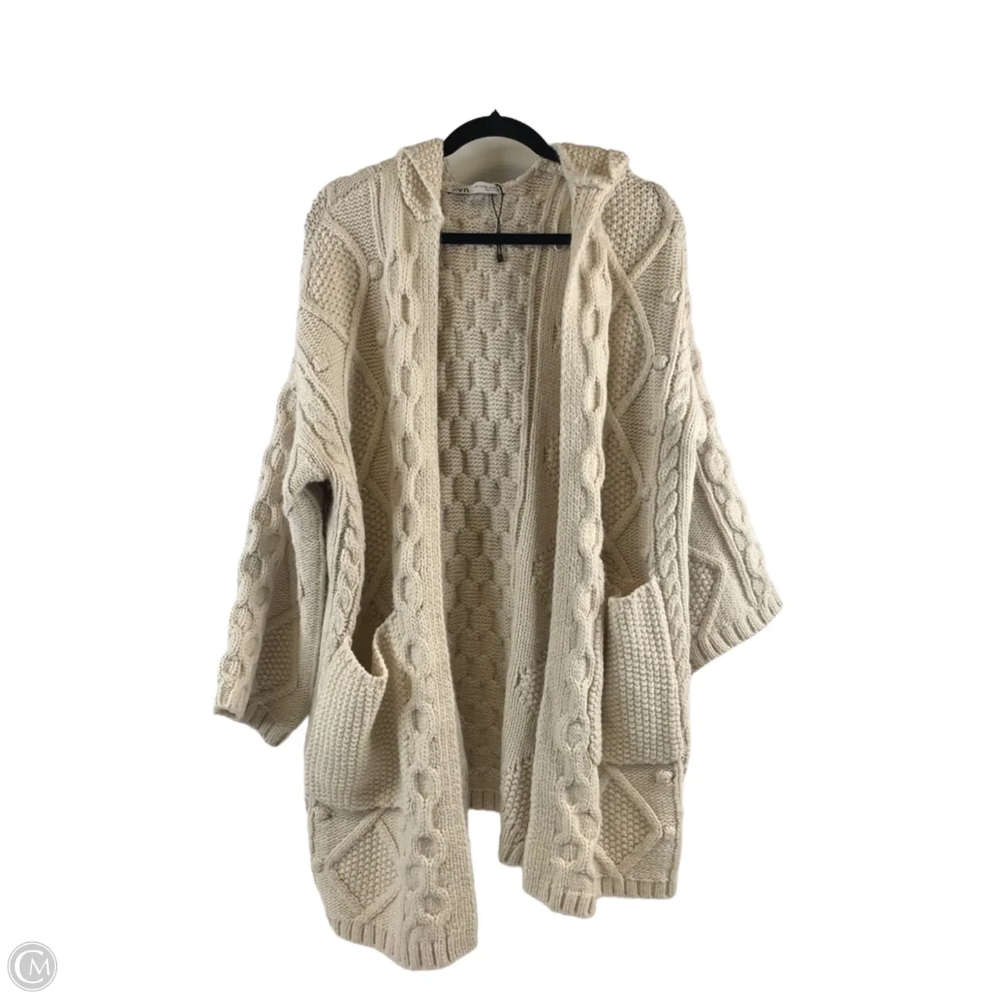 Sweater Cardigan By Zara In Cream, Size: M