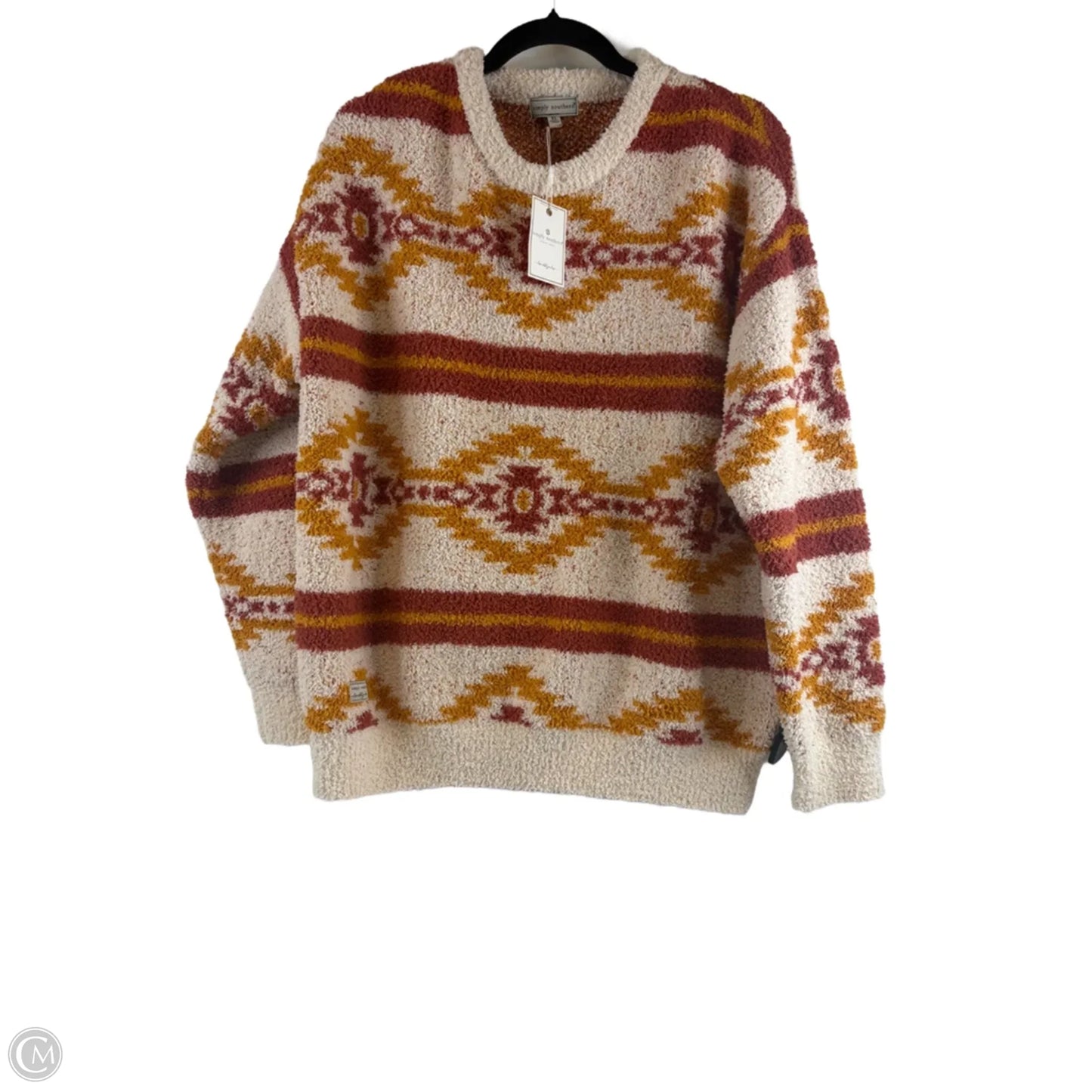 Sweater By Simply Southern In Orange & Yellow, Size: Xl