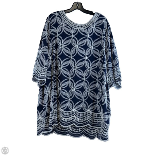 Top Short Sleeve By Solitaire In Blue & White, Size: 2x