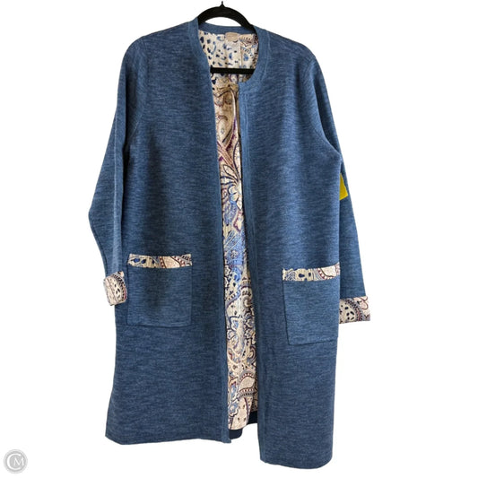 Sweater Cardigan By Chicos In Blue & Brown, Size: L
