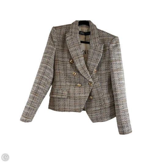 Blazer By Zara In Tan & White, Size: M