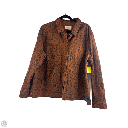Jacket Denim By Universal Thread In Leopard Print, Size: Xxl
