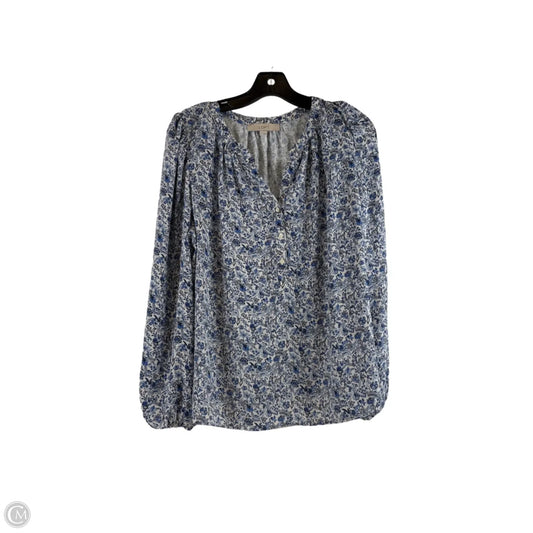 Top Long Sleeve By Loft In Blue & White, Size: L