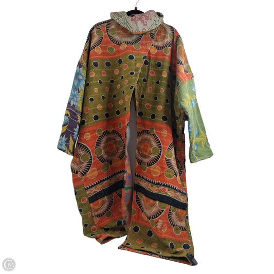 Poncho By Clothes Mentor In Green & Orange, Size: Osfm