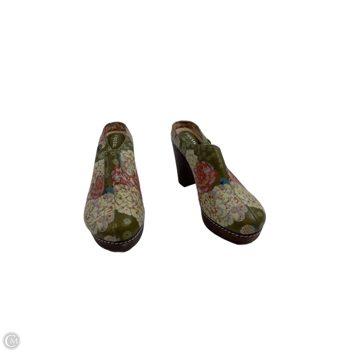Shoes Heels Block By Fossil In Floral Print, Size: 7.5