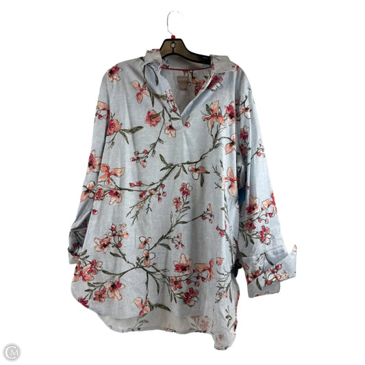 Top Long Sleeve By Chicos In Blue & Green, Size: Xl