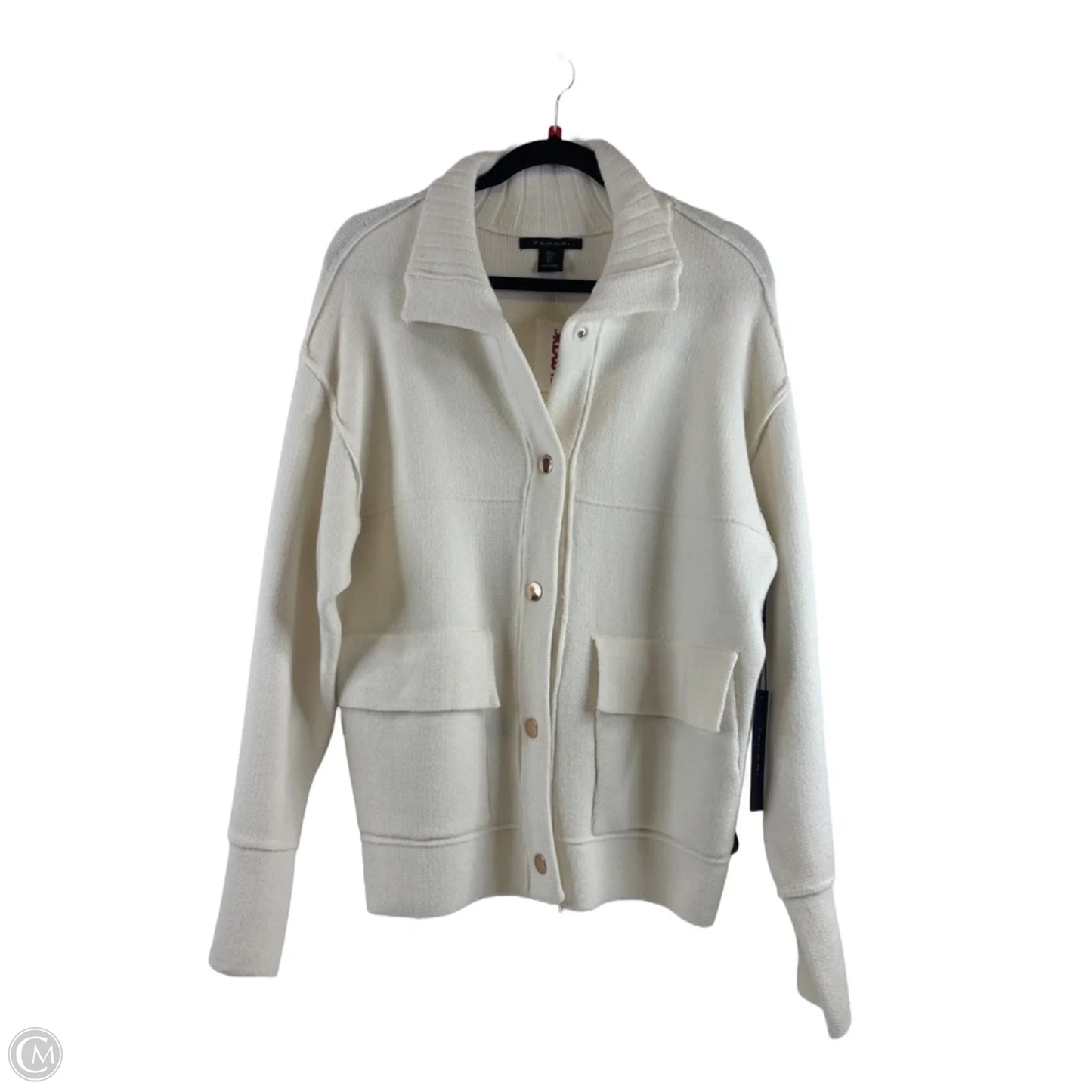 Jacket Shirt By Tahari In Cream, Size: L