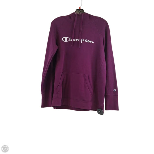 Athletic Sweatshirt Hoodie By Champion In Purple & White, Size: M