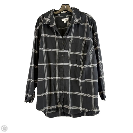 Top Long Sleeve By Ava & Viv In Black & White, Size: 1x